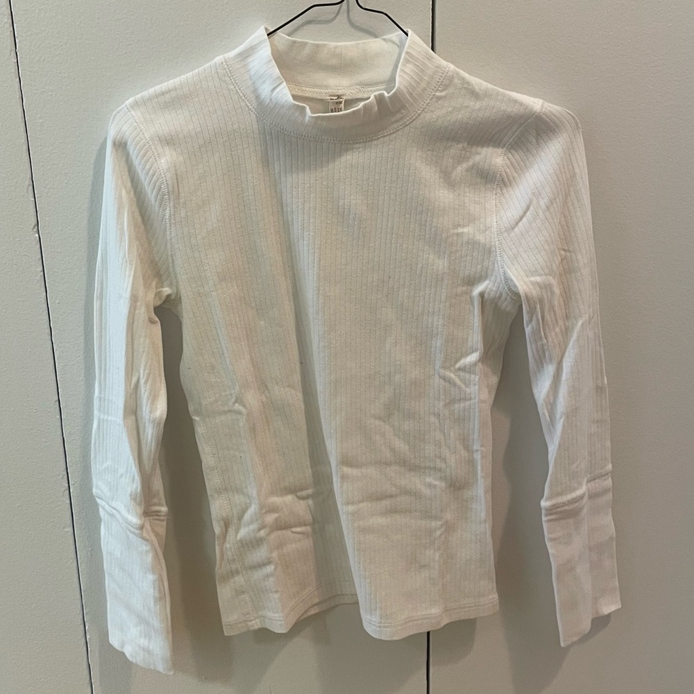 Free People Intimately White Mockneck Long Sleeve Ribbed Shirt